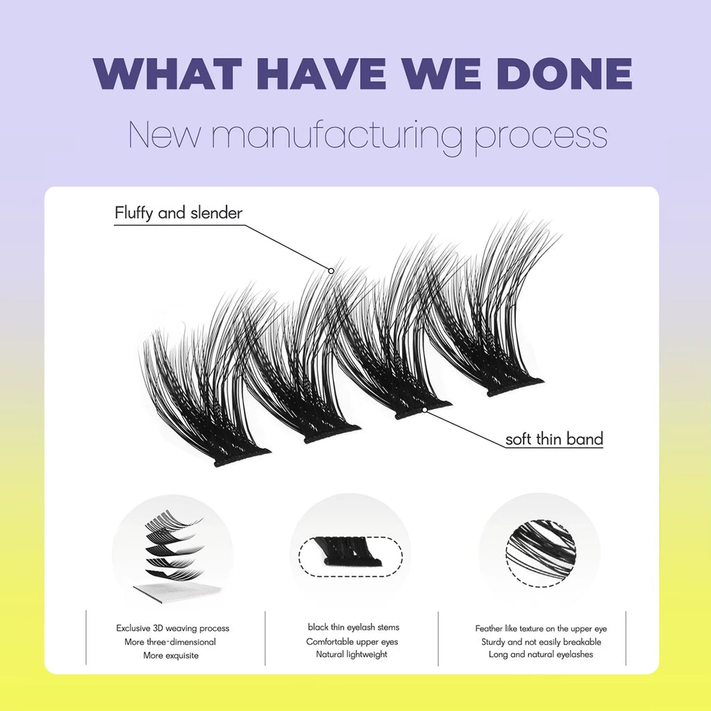 GROINNEYA Lashes Clusters Cat Eyelashes Wispy Individual Lashes Extensions Volume Fluffy Clusters Lashes DIY Eyelashes Makeup